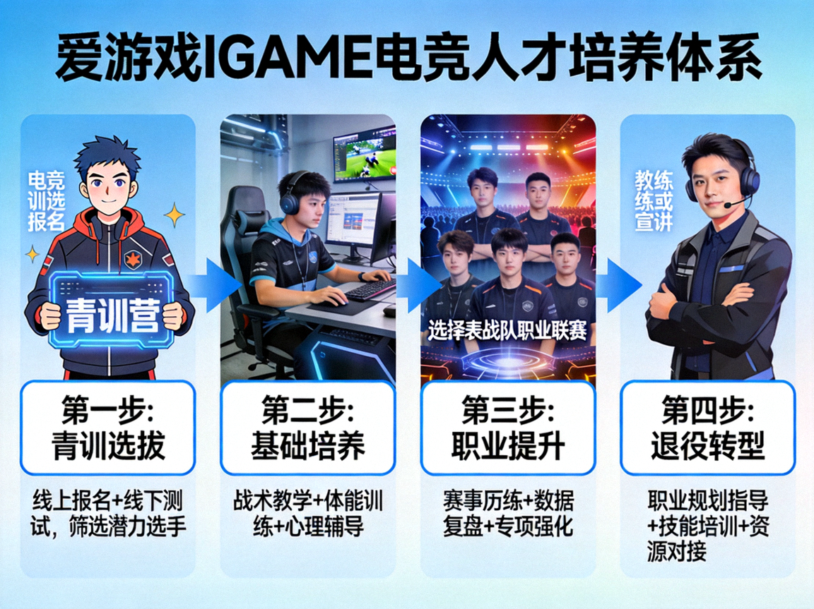 爱游戏IGAME电竞人才培养体系示意图展示选手成长路径