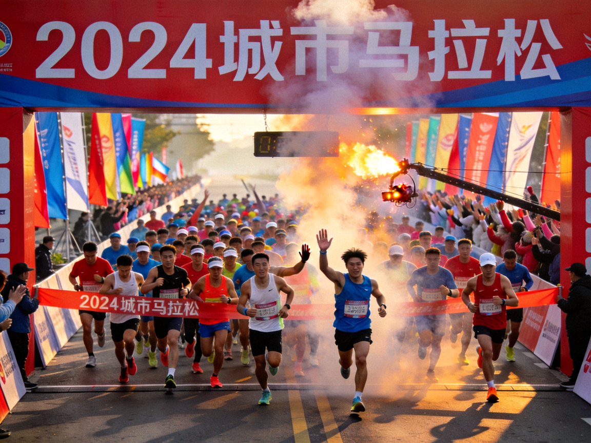 马拉松比赛起跑盛况 - 参赛者充满活力