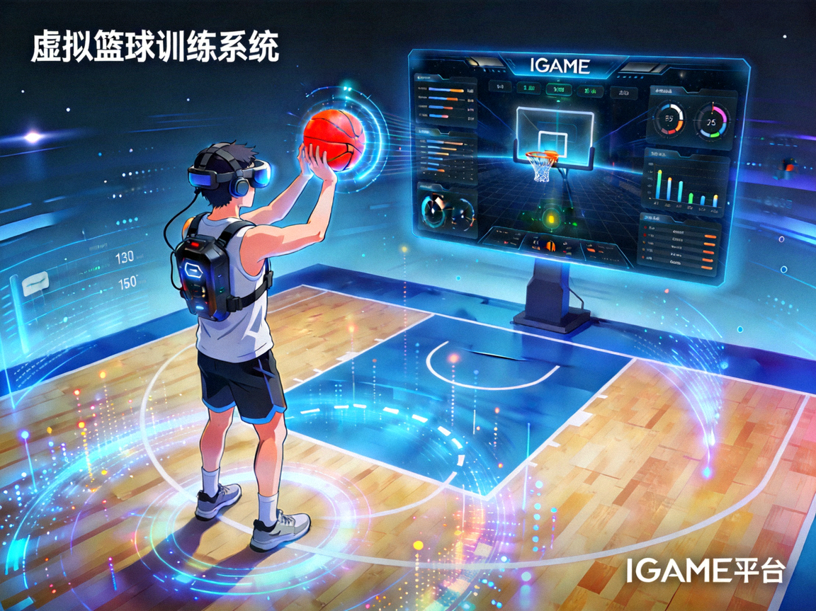 虚拟篮球训练系统 - 玩家通过动作感应设备在IGAME平台上进行投篮练习