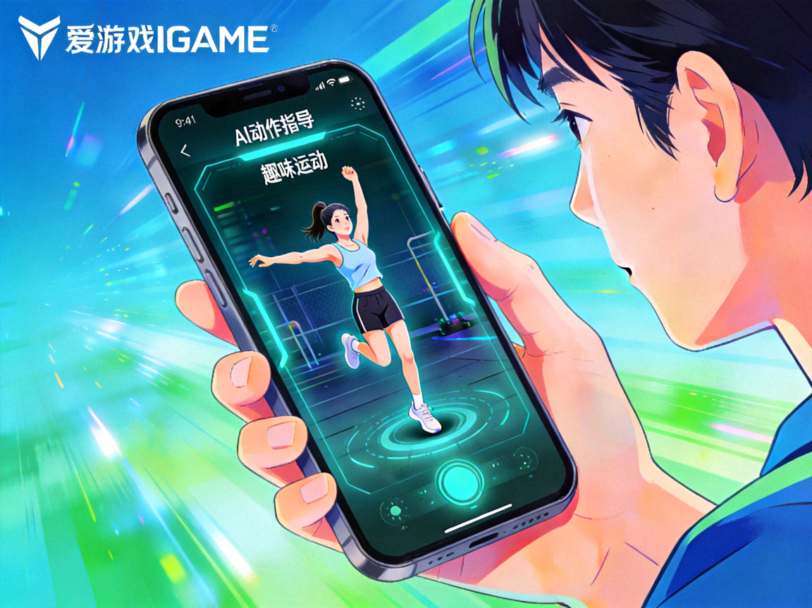 爱游戏IGAME用户使用手机进行AI动作指导与趣味运动场景