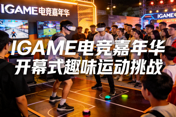 IGAME电竞嘉年华开幕式现场，观众参与趣味运动挑战