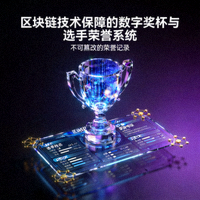 区块链技术保障的数字奖杯与选手荣誉系统概念图