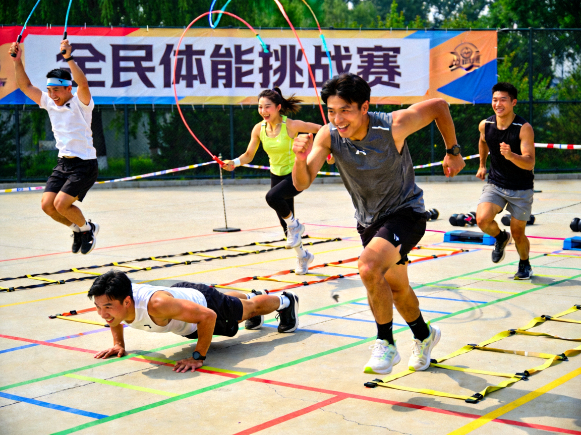 全民体能挑战赛活动现场，参与者积极运动展现活力
