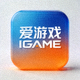 爱游戏IGAME页脚品牌图标，蓝橙渐变方形徽标
