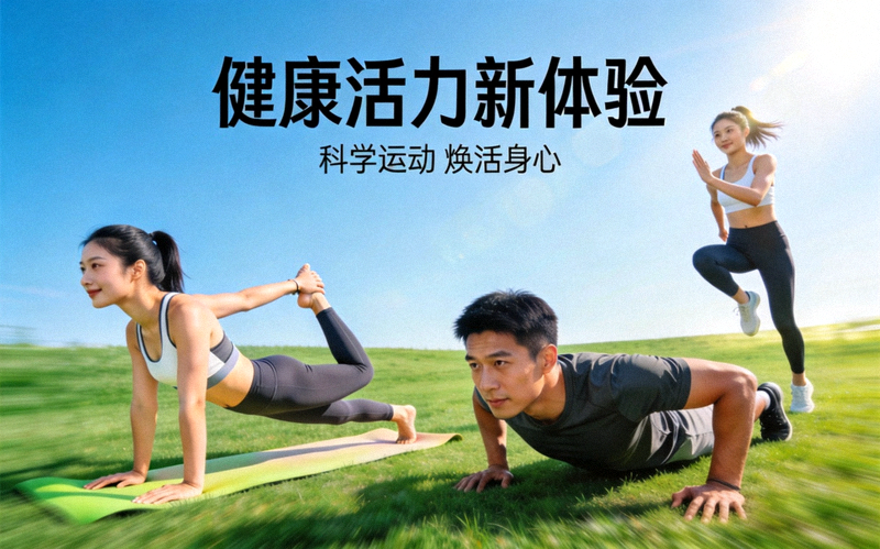 运动者在户外进行拉伸与体能活动 - 健康活力新体验配图