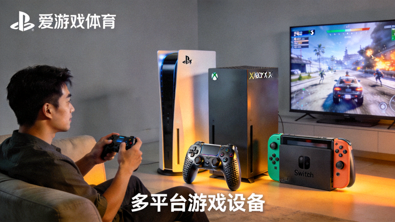 爱游戏体育多平台游戏设备展示图，玩家正在使用手柄进行游戏