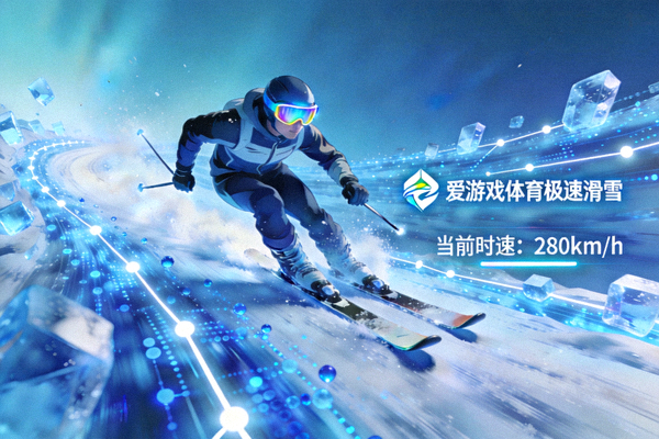 爱游戏体育极速滑雪模式，选手穿越数据冰川赛道的竞速画面