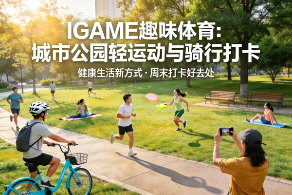 IGAME趣味体育新闻配图：城市公园里的轻运动与骑行打卡人群