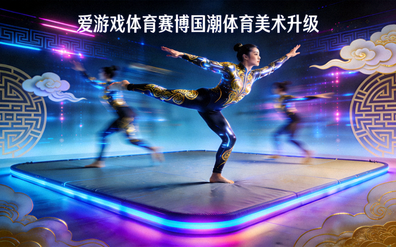 爱游戏体育赛博国潮体育美术升级新闻配图：训练者在垫上进行柔韧与平衡练习